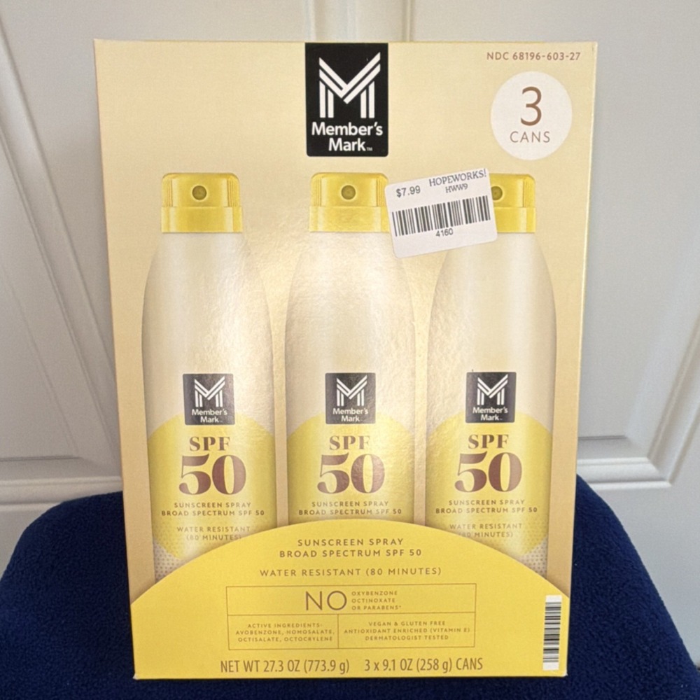 Member's Mark SPF 50 Sunscreen Spray Broad Spectrum Cruelty-Free 3 x 9.1 oz 115